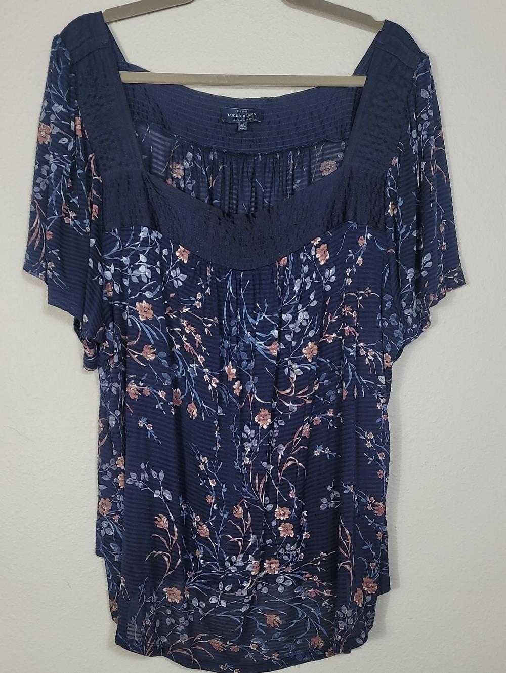 Lucky Brand Square Neck Floral Top Size 3X